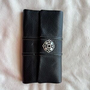 Brighton Black Leather Wallet with Silver Accent